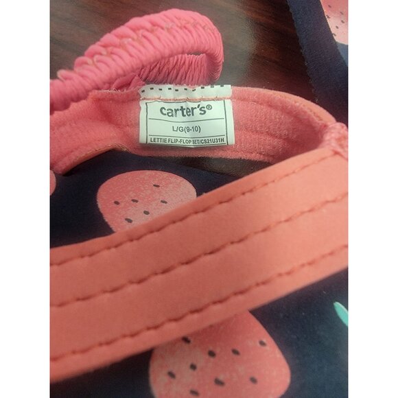 Carters Girls Strawberry Print Flip-Flops Size 7/8 Medium - Picture 3 of 3
